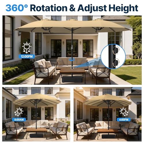 15x9ft Patio Umbrella with Base Included