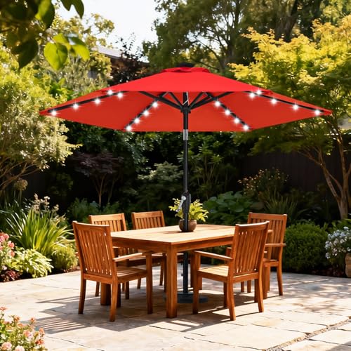 Solar Led Patio Umbrella with 24 Lights 7.5FT