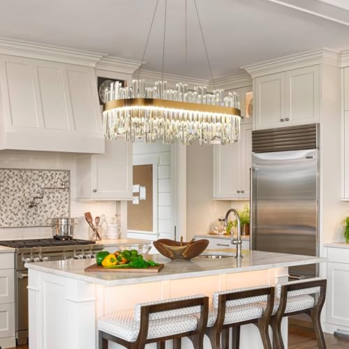 39.3" Modern Rectangle Crystal Chandeliers for dining room light fixture