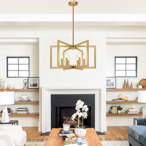 25" 61" Height Adjustable Modern Gold Chandelier for Dining Room (6 Count)
