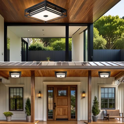 13" Motion Sensor Outdoor Ceiling Light Large Flush Mount Lighting 2 Pack (2 Count)