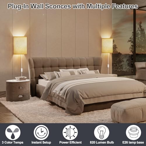 Plug in Wall Sconces Set of Two Wall Lights with On (2 Count)
