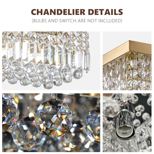 8 Light Gold Crystal Chandelier