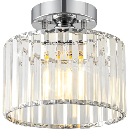 Crystal Chrome Semi Flush Ceiling Light 8.66 Inch