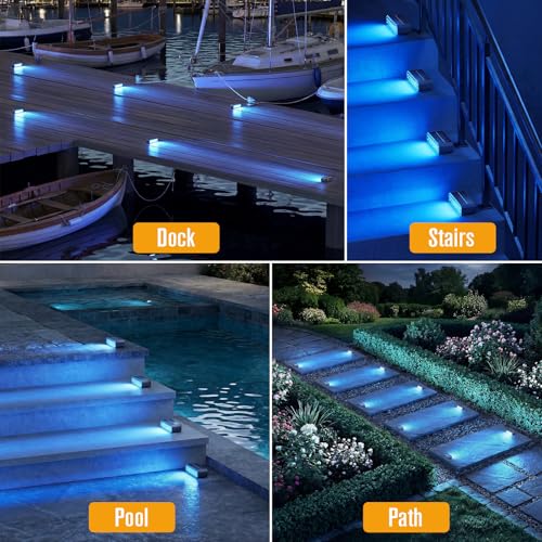 Blue Solar Step Lights for Pool (8 Count)