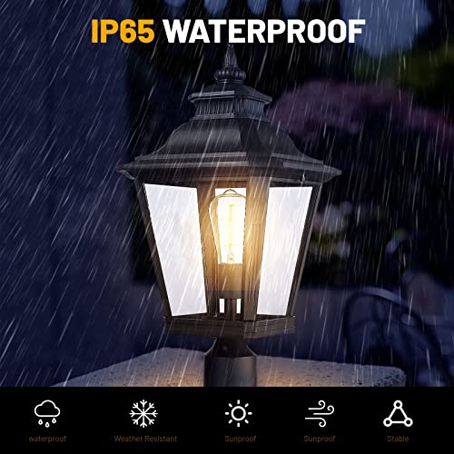 Large Outdoor Post Light Fixtures 21'' Lamp Post Light Fixture Black Finish Waterproof Anti