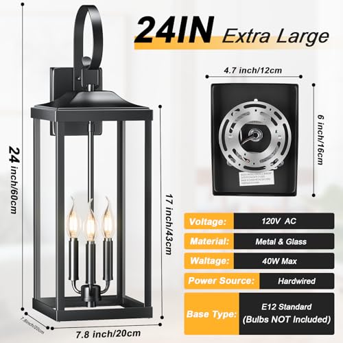 24" Extra Large Outdoor Wall Lights