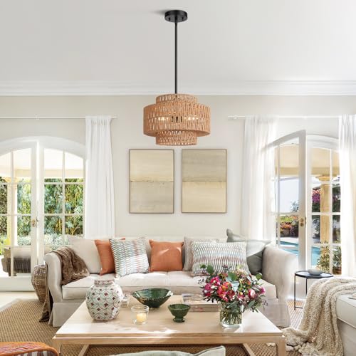 6" 41" Height Adjustable Farmhouse Chandelier Light Fixture