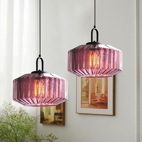 Mid Century Hanging Light Purple Glass Ceiling Pendant Lights