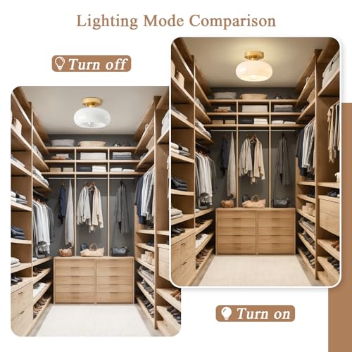 Mid Century Modern Gold Semi Flush Mount Ceiling Light 8.66 Inch