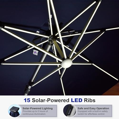 Cantilever Umbrella 13ft Solar LED Light Double Top