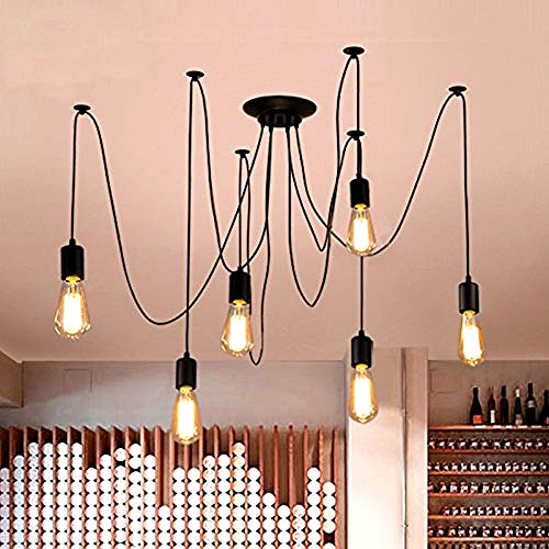 6 Arm Spider Light Fixture Industrial DIY Chandelier Pendant Lamp