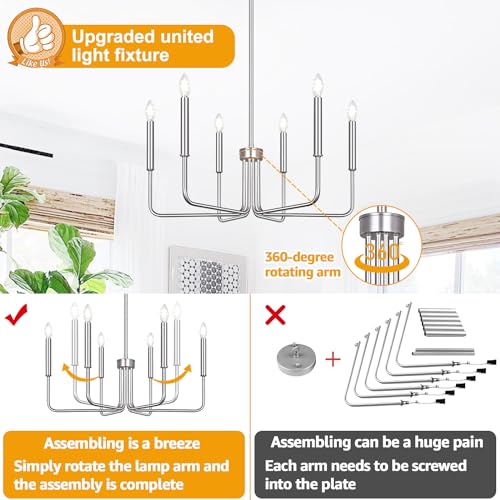 6 Light Farmhouse Chandelier for Dining Room Lighting Fixtures Hanging (6 Count)