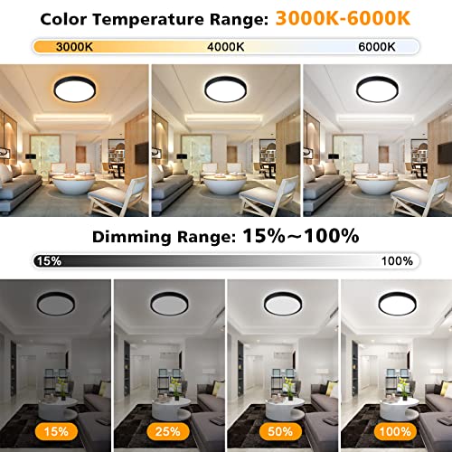 Dimmable LED Flush Mount Ceiling Light with Remote Control