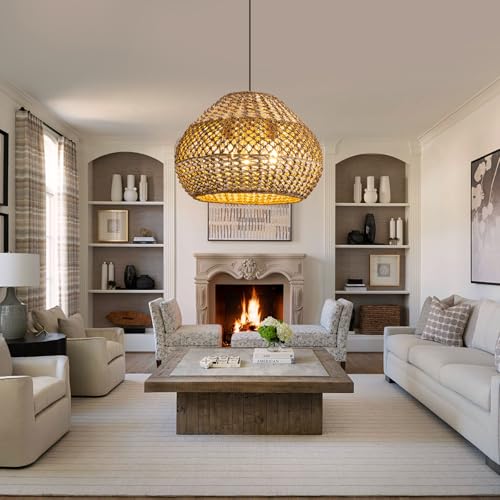 18.9" Rattan Pendant Light