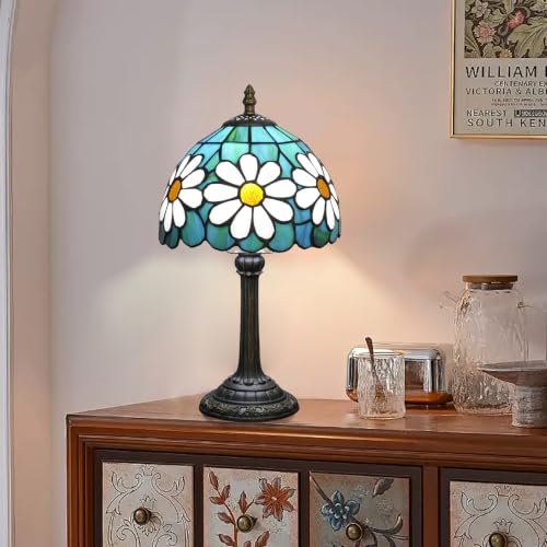 Tiffany Style Stained Glass Table Lamp Chrysanthemum Small Table Lamp Bedroom Bedside Lamp Living Room Dining Room Office Decoration Desk Lamp Home Decoration Creative Gift Scene Props