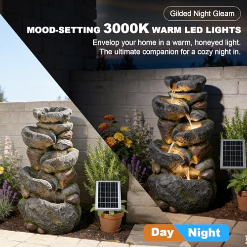 36.2" H Solar Water Fountain Outdoor Garden 5