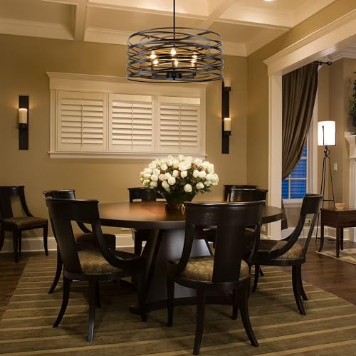 23.6'' Rustic Large Drum Chandeliers for Dining Room