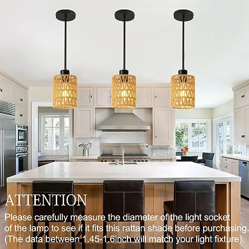 3 Pack Boho Rattan Lamp Shades