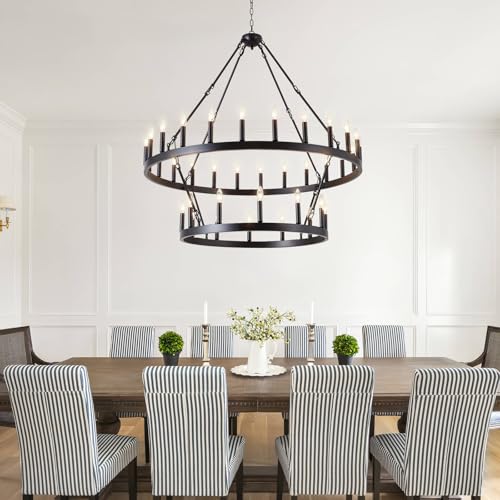 48" Black Wagon Wheel Chandelier 2