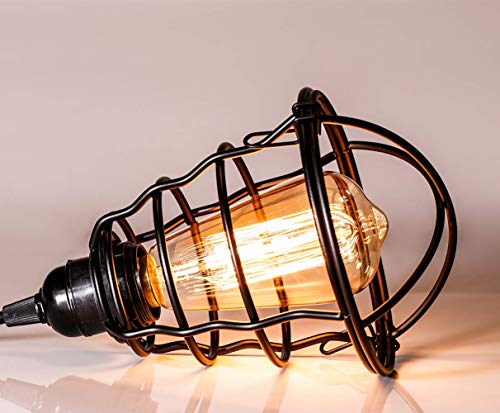 Industrial Pendant Light INNOCCY Edison Hanging Cage Pendant Lights E26 E27 Base Vintage Adjustable Pendant Lamp Fixture for Kitchen Home Lighting 2 Pack (2 Count)