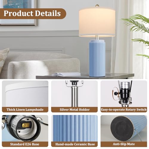 23.5’’ Sky Blue Farmhouse Table Lamps for Living Room Set of 2 (2 Count)
