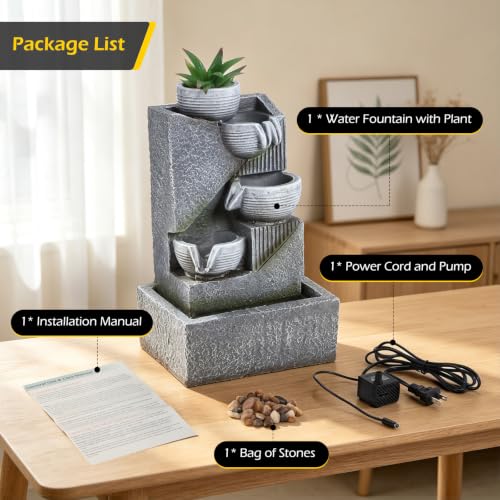 Tabletop Water Fountain Waterfall Fountains Indoor with LED