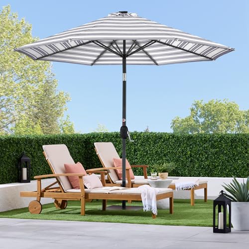10ft Solar Polyester LED Lighted Patio Umbrella w