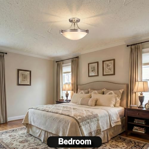 16 inch Brushed Nickel Semi Flush Mount Ceiling Light Fixture