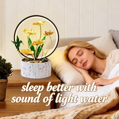 15" H Indoor Modern Tabletop Water Fountain LED Light