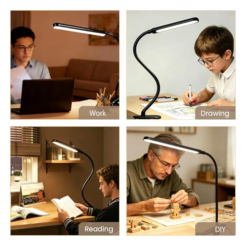 LED Desk Lamp with Clamp for Reading