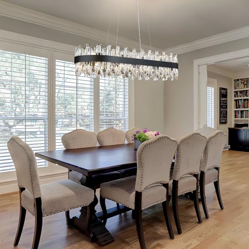 Modern Black Crystal Chandelier for Dining Room