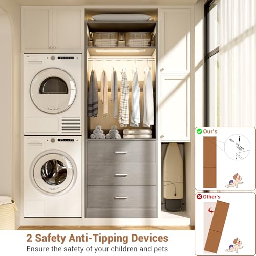 Freestanding Closet Systems with 4 Motion Sensor LED Lights
