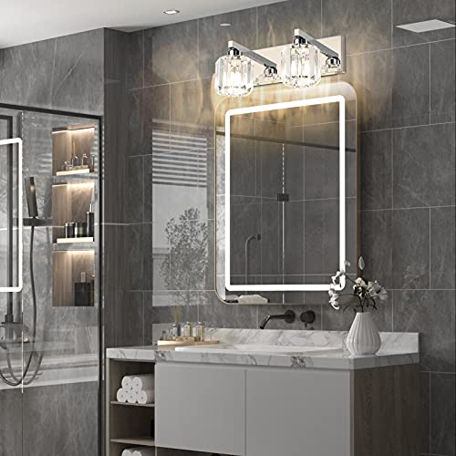 Bathroom Vanity Lighting Fixtures Crystal Vanity Lights for Bathroom 2 Lights Stainless Steel Wall Lighting Fixtures