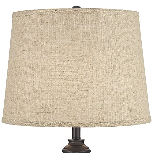 Lynn 26" Tall Buffet Table Lamps Set of 2 Burlap Shade Black Skinny (2 Count)