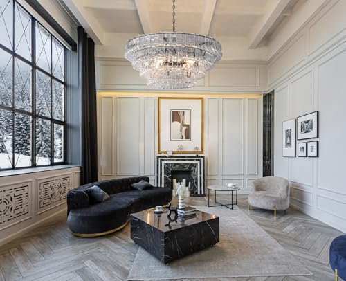 Clear Glass 36 inch Round Chandelier for Dining Room
