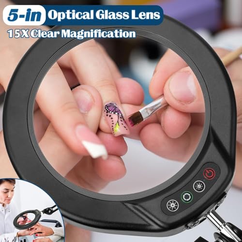 15X Magnifying Glass with Light and Stand