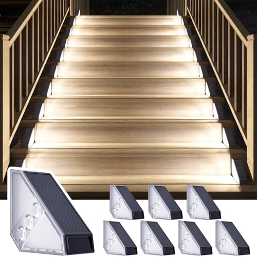 Solar Step Lights for Outside Waterproof (8 Count)