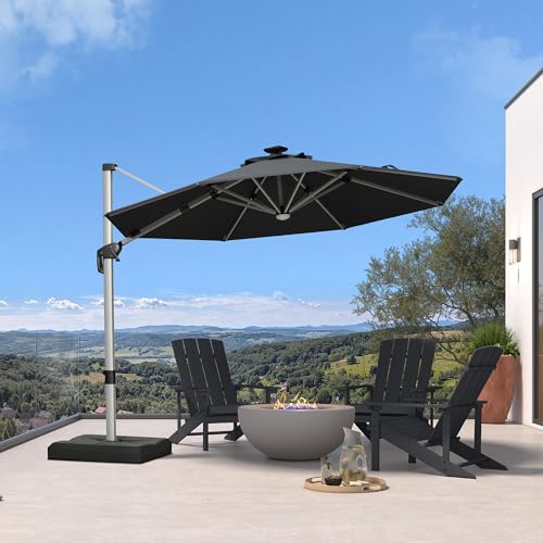 Patio Umbrella with Base Included 10ft Solar LED Light
