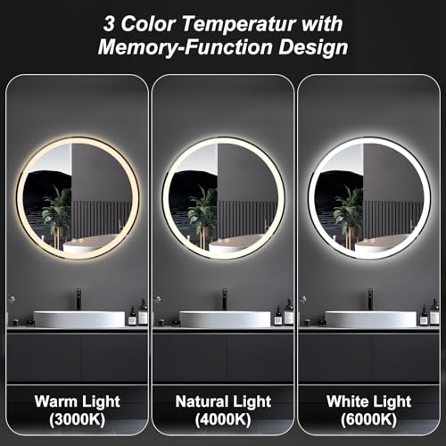 36 Inch Round LED Bathroom Mirror with Lights