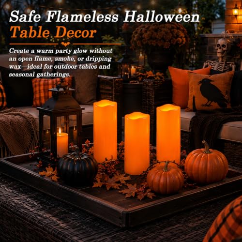 Large Orange Flameless Candles