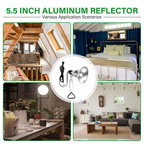 Clamp Lamp Light Socket with 5.5 Inch Aluminum Reflector (2 Count)