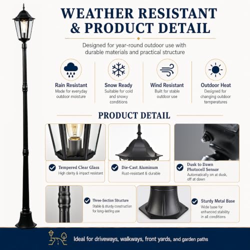 84" Outdoor Lamp Post Light