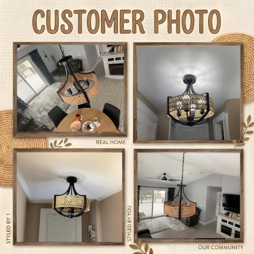 16.5" Rattan Chandelier