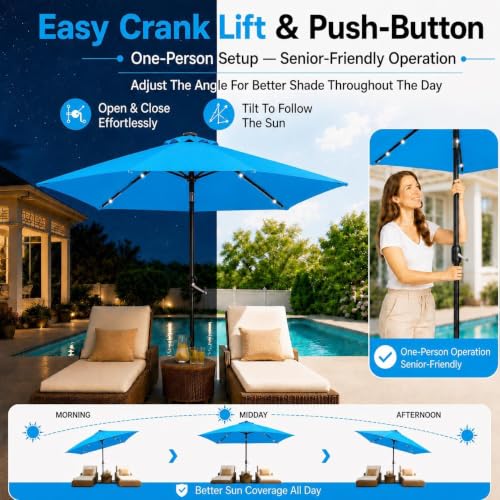 11FT Solar Patio Umbrella w