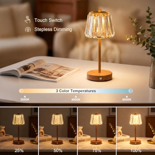 13" Small Crystal Cordless Table Lamp