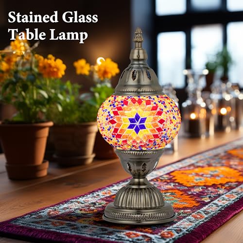 Turkish Mosaic Lamp Stained Glass Table Lamp with Tiffany Style