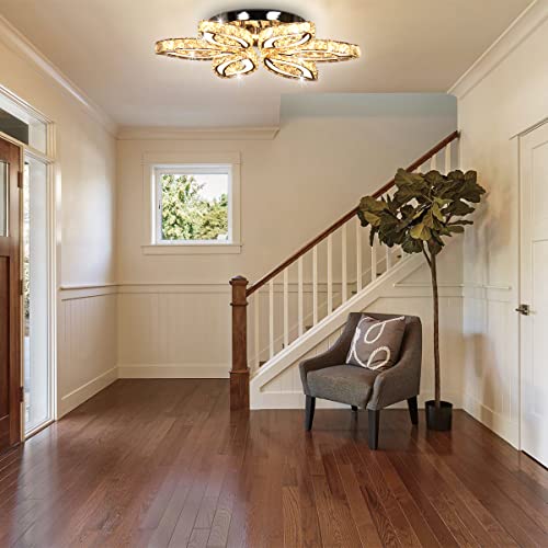 20" Crystal Flower Flush Mount Ceiling Light