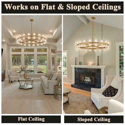 36 Inch Gold Crystal Wagon Wheel Chandelier
