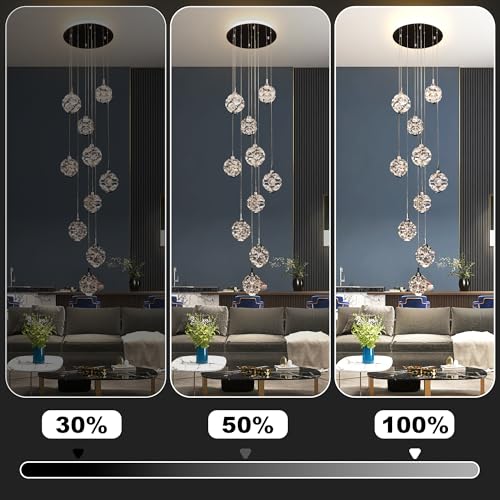 10 Light High Ceilings Long Chandeliers Modern Crystal Staircase Chandelier Hanging Flush Mount Lighting Fixtures for Spiral Staircase (127 Count)